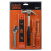 Picture of SKS BLACK & DECKER BD75915 5-Pieces Toolkit with Adjustable Wrench, Torpedo Level, Tubular Hammer, Screwdriver & Cross Screwdriver for Home & DIY Use, 6 Months Warranty, ORANGE & BLACK