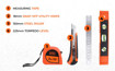 Picture of BLACK+DECKER BMT154C Hand Tool Kit for Home & DIY Use (154-Piece) - Includes Screwdriver, Wrench, Ratchet, Utility Knife, Saw, Claw Hammer, Measuring Tape and Plier, 6 Month Warranty, ORANGE & BLACK