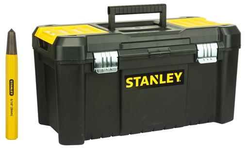 STANLEY STST1-75521 19'' Essential Tool Box with Metal Latch (Black and Yellow)+STANLEY 16-228 Center Punch-8mm-5/16''x115mm-4/12'' की तस्वीर