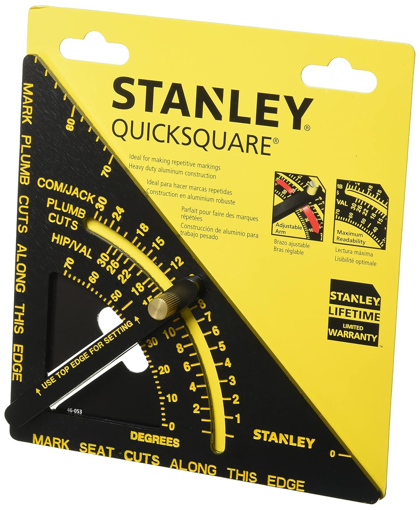 STANLEY 46-053 Heavy-duty Aluminum Adjustable Quick Square for Accurate Measurements Ideal for Home, DIY & Industrial Use, YELLOW & BLACK की तस्वीर