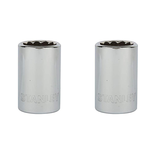 STANLEY 1-88-789 Chrome Vanadium Steel 12 Point Standard Socket 1/2 inch 17 mm Silver (Pack of 2) की तस्वीर