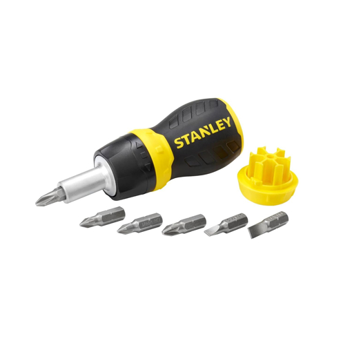 Picture of STANLEY 0-66-358 Stubby Muti-Bit Ratcheting Screwdriver, 6 Bits