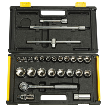 STANLEY Stecknuss 6,35 Mm (1/4 Zoll) – Chrom-Vanadium-Stahl, 6-kant, Tief, Mit Maxi-Drive-System