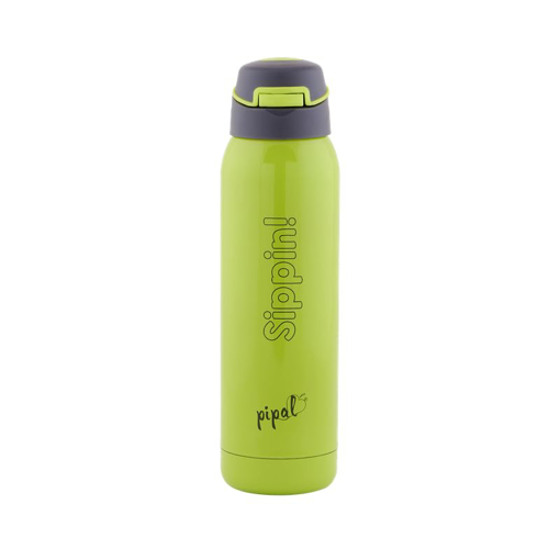 Picture of Pipal Ruby Vacuum Stainless Steel Vacuum Insulated Water Bottle, Hot and Cold Bottle for Kids, Flip Cap with Sipper, Idea for School and Picnics (550ml, Green) (PFGVW0010)