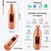 Picture of Pipal Atlas 800 Matt Copper Water Bottle, Leak Proof and Durable, Boosts Immunity, Handcrafted, BPA Free, For Home and Travel (800 ml) (Atlas Matt 800 ml)