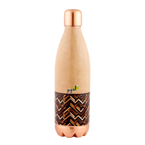 Picture of Pipal Atlas 1100 Printed Copper Water Bottle,Designer Leak Proof and Stylish, Boosts Immunity, Handcrafted, BPA Free, For Home and Travel (1100 ml, Coffee Wood) (Atlas Matt 1100 ml)