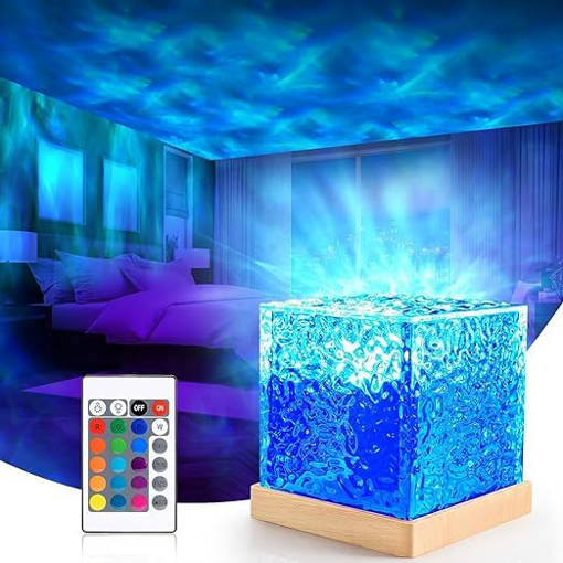 Picture of Trendable Ocean Wave Lamp Dynamic Water Ripple Projection Light, USB Portable Night Lamp for Home Decor, Office, Bedroom & Gifting. (Remote Included) Multicolor (ABS Plastic) (Dynamic Lamp)