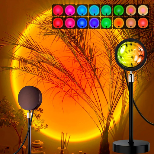 Picture of Sunset Lamp Projector Sun Lamp Projection for Aesthetic Room Décor Sunset Light with Remote 16 Colors Changing Sunrise Mood Atmosphere Lamp for Bedroom (Sunset Lamp with remote)