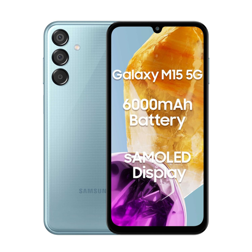 Picture of Samsung Galaxy M15 5G (Celestial Blue,6GB RAM,128GB Storage)| 50MP Triple Cam| 6000mAh Battery|MediaTek Dimensity 6100+| 4 Gen. OS Upgrade & 5 Year Security Update|Super AMOLED Display|Without Charger