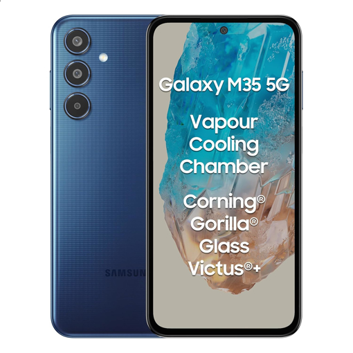 Picture of Samsung Galaxy M35 5G (Moonlight Blue,6GB RAM,128GB Storage)| Corning Gorilla Glass Victus+| AnTuTu Score 595K+ | Vapour Cooling Chamber | 6000mAh Battery | 120Hz Super AMOLED Display| Without Charger