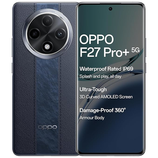 Picture of OPPO F27 Pro+ 5G (Midnight Navy, 8GB RAM, 128GB Storage) | 6.7" FHD+ AMOLED Toughest 3D Curved Display|64MP AI Featured Camera|IP69 | 67W SUPERVOOC| with No Cost EMI/Additional Exchange Offers