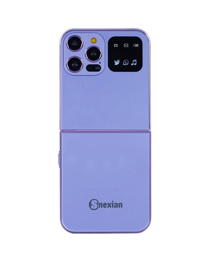 Picture of Snexian All-New Rock Z Flip Dual Sim |Keypad Mobile| with 2.4" Display |Flip|Fold| Call & SMS Indicator |Crystal Back Panel|BT Dialer|Voice Changer |Long Lasting Battery|Camera|Feature Phone| Purple- Rock Z flip (2.4"). (iPhone look)