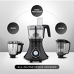 Picture of Preethi Zodiac Black Mixer Grinder for Kitchen, 5 Jars 750 Watt Mixie with Chutney Jar, Dry Grinding, Batter Grinding, Juicer & Masterchef Jar for chopping/grating (MG-261) (Zodiac- 750W)