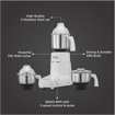 Picture of Preethi Eco Plus Mixer Grinder for Kitchen|750 Watt Mixie, 4 jars|Super Extractor juicer Jar| 2 Year Product Warranty| White (MG 157) (Eco Plus - 750W)