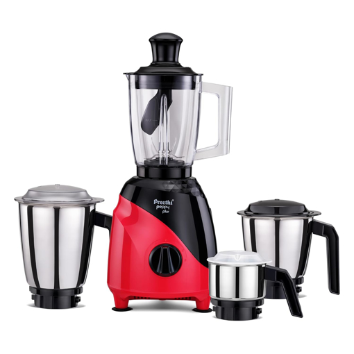 Picture of Preethi Peppy Plus MG-246 Mixer Grinder, 750 watt, Red-Black, 4 Jars - Super Food Jar with Texture Builder & 3D Airflow Technology, Vega W5 Motor with 5yr Warranty & Lifelong Free Service, Standard