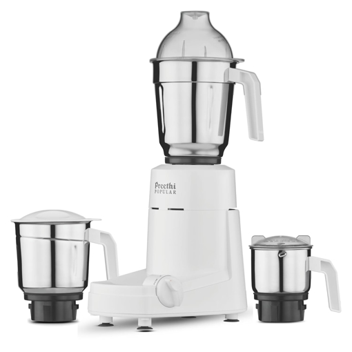 Picture of Preethi Popular Mixer Grinder for Kitchen | 750-Watt L-shaped Mixie, 3 jars | 5yr Motor Warranty & Lifelong Free Service| White (MG 142) (Popular - 750W)