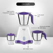 Picture of Preethi Crown Pro Mixer Grinder for Kitchen |600 Watt Mixie, 3 Jars| 5yr Motor Warranty & Lifelong Free Service | White/Purple, (MG-254) (Crown Pro - 600W)