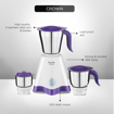 Picture of Preethi Stainless Steel Crown Mixer Grinder For Kitchen| 3 Jars 500 Watt Mixie| 5 Yr Motor Warranty & Lifelong Free Service| White/Purple (Mg-205) (Crown - 500W)