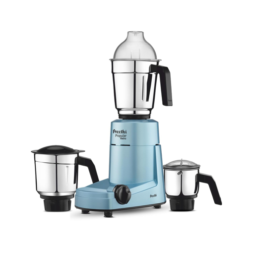 Picture of Preethi Popular Retro Blue, MG 266, Anti Finger Mark Coating, 3 Jars including 1.7 L Wet Grinding Jar, 5 Yr Motor Warranty & Lifelong Free service (Popular Retro Blue - 750W)