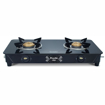 Picture of Preethi Alya Glass Top 2 Burner Gas Stove, Manual Ignition, Black with Bati Stand (Alya - 2B)