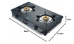 Picture of Preethi Alya Glass Top 2 Burner Gas Stove, Manual Ignition, Black with Bati Stand (Alya - 2B)