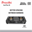 Picture of Preethi Blu Flame Zeal Plus Glass Top 2-Burner Manual Gas Stove (Black) (ISI Certified), GTS408 (Zeal Plus - 2B)