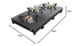 Picture of Preethi Luxe 3 Burner Glass Top Gas Stove With Driptray Less Infinity Design, 5 Year Warranty on Glass & Burner, Manual Design, Black (Luxe - 3B)