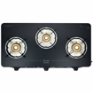 Picture of Preethi Alya Glass Top 3 Burner Gas Stove, Manual Ignition, Black with Bati Stand (Alya - 3B)