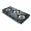 Picture of Preethi Alya Glass Top 3 Burner Gas Stove, Manual Ignition, Black with Bati Stand (Alya - 3B)