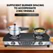 Picture of Preethi Bluflame Streak Plus Glass Top 2 Burner Gas Stove, with Jumbo Burner, Manual Ignition, Black (Streak + 2B (Jumbo Burner))