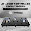 Picture of Preethi Tempered Glass Luxe Pro 3 Burner Glass Top Gas Stove With Driptray Less Infinity Design, With Jumbo Burner, 5 Year Warranty On Glass & Burner, Manual Design, Black (Luxe Pro - 3B)