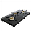 Picture of Preethi Tempered Glass Luxe Pro 3 Burner Glass Top Gas Stove With Driptray Less Infinity Design, With Jumbo Burner, 5 Year Warranty On Glass & Burner, Manual Design, Black (Luxe Pro - 3B)