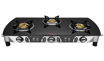 Picture of Preethi Blu Flame Blaze Glass top 3 Burner Gas Stove, Manual Ignition, Black (ISI Certified), GTS 117- Blaze - 3B