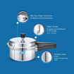 Picture of Preethi Aluminium Outer Lid Pressure Cooker Non Induction Base, 3 Litres - 3LTR - Non Induction Base