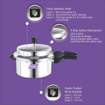 Picture of Preethi Triply Outer Lid Pressure Cooker Induction Base, 2.5 Litres - Triply Stainless Steel - Pressure Cooker (2.5LTR)