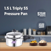 Picture of Preethi Triply Outer Lid Pressure Pan Induction Base, 1.5 Litres - Triply Stainless Steel - Pressure PAN (1.5LTR)