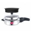 Picture of Preethi Stainless Steel Outer Lid 3 Litre Pressure Cooker with Spill Splash Shield For Zero Spill and Zero Splash (Induction Base) - Spill Splash Shield - Stainless Steel 3L