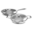 Picture of ‎Preethi Metallica Collection Triply Stainless Steel Set, 26 cm Kadai with Glass Lid, 26 cm Fry Pan, Gas & Induction Compatible, Metal Spatula Friendly - Metallica Triply Series - Combo