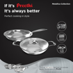 Picture of ‎Preethi Metallica Collection Triply Stainless Steel Set, 26 cm Kadai with Glass Lid, 26 cm Fry Pan, Gas & Induction Compatible, Metal Spatula Friendly - Metallica Triply Series - Combo