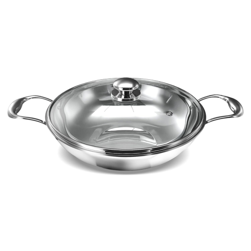 Picture of ‎Preethi Metallica Collection Triply Stainless Steel Kadai with Glass Lid, 28 cm, Gas & Induction Compatible, Metal Spatula Friendly - Metallica Triply Series - Kadai (IB) - 28 cm