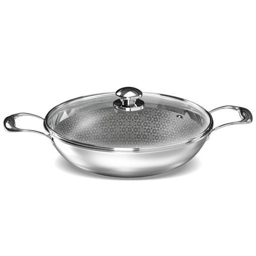 Picture of ‎Preethi Diva Collection Triply Stainless Steel Kadai with API Technology, 28 cm, Gas & Induction Compatible,with Glass Lid, Metal Spatula Friendly with 5 Year Product Warranty - Diva Triply Series Kadai (IB) - 28 cm preethi