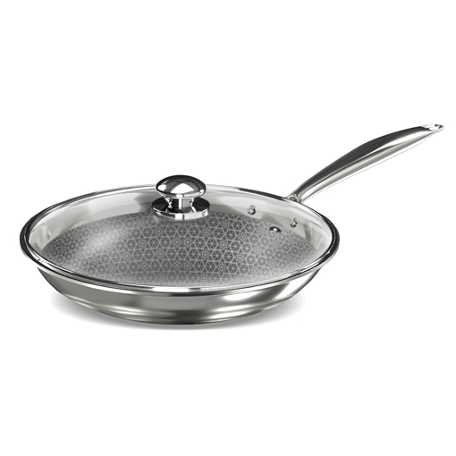 Picture of ‎Preethi Diva Collection Triply Stainless Steel Fry Pan with API Technology, 26 cm, Gas & Induction Compatible, with Glass Lid, Metal Spatula Friendly with 5 Year Product Warranty - Fry Pan (IB) - 26cm