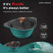 Picture of Preethi Artistic Collection Die Cast Non Stick Kadai, 24 cm,with Glass Lid, 5 Star Non Stick Effect, Cook & Serve, Ocean Green - Artistic Collection kadai (NIB) - 24 cm G/B - 24 cm preethi