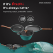 Picture of Preethi Artistic Collection Die Cast Non Stick Set, 27 cm Tawa, 24 cm Fry Pan, Kadai 24 cm with Glass Lid, 5 Star Non Stick Effect, Cook & Serve, Ocean Green - Combo G/B