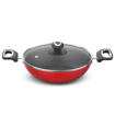 Picture of ‎Preethi Dura Collection Non Stick Kadai, 26 cm, with Glass Lid, Gas & Induction Compatible, 5 Star Non Stick Effect, Chilly Red - Kadai (IB) - 26 CM Y/R