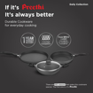 Picture of ‎Preethi Daily Collection Non Stick Set, 28 cm Tawa, 24 cm Fry Pan, Kadai 24 cm, with Glass Lid, 5 Star Non Stick Effect, Grey - Combo