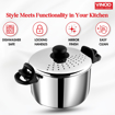 Vinod Stainless Steel Pasta, Rice Pot with Strainer lid - 6.8 Litre, SAS Bottom Rice Maker Cooker, Noodles, Veggies Boiler Pot with Locking Handles, Induction Base - 2 Year Warranty (STPL) की तस्वीर