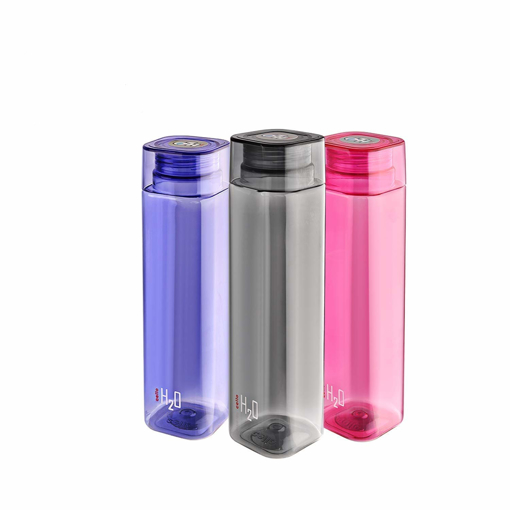 Picture of Cello H2O Plastic Water Bottle, 500ml, Set of 3, Multicolour - H2O Squaremate 500ml