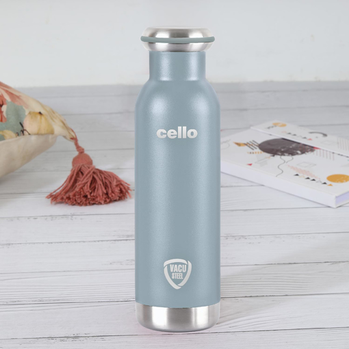 Picture of Cello Duro Sip Double Walled 600ml, Grey | Duro Tuff Steel Series Flask | Vacusteel Water Flask with Durable DTP Coating | Leak Proof Flask for Beverages | Ideal for Home, Travel, Office