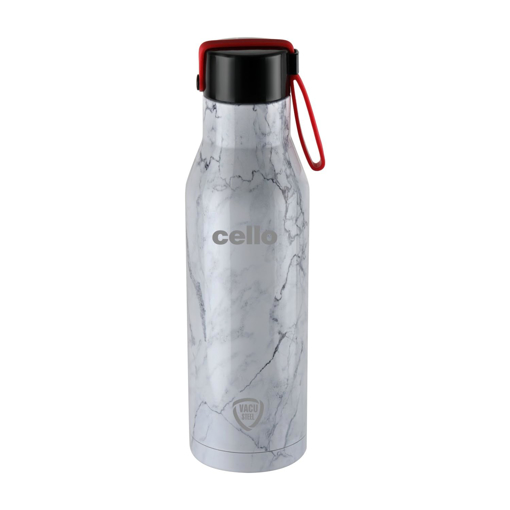 Picture of Cello Deezee Mate Insulated Flask | Hot and Cold Stainless Steel Water Bottle | Double Walled Carry Flask for Travel, Home, Office, School | Long Lasting Colour Coating | 1000ml, White - Dezee mate (ss bottle) 1000ml